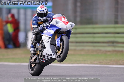 2009-09-26 Imola 3933 Acque minerali - Superstock 1000 - Qualifying Practice - Sylvain Barrier - Yamaha YZF R1